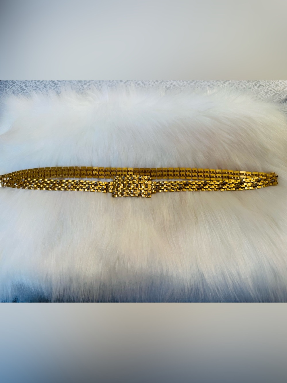 Christian Dior Vintage  GoldToned Rhinestone Belt-Size 29’inches
